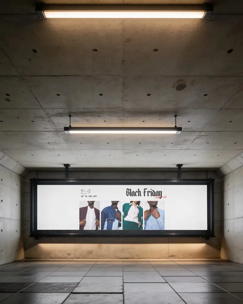 Modern Industrial Underground Billboard Mockup For Advertising And Marketing Campaigns