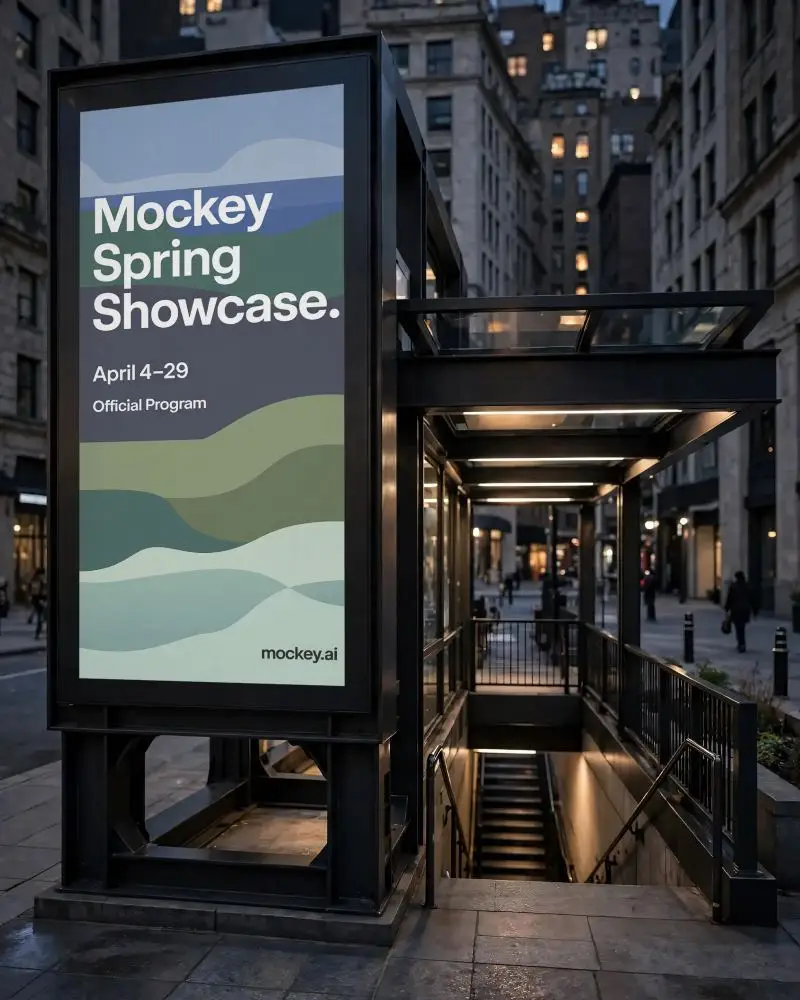 Urban Subway Entrance Billboard Mockup For Advertising Campaigns Outdoor Display Design