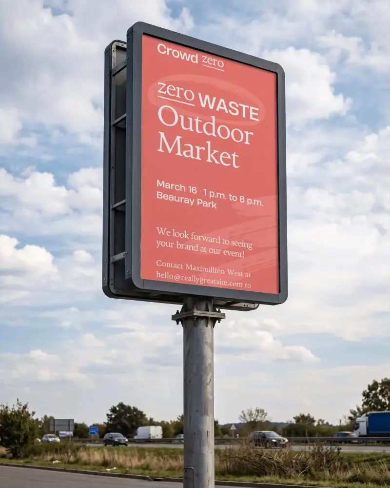 Roadside Double Sided Billboard Mockup  For Attracting Drivers Attention In Open Sky Environment