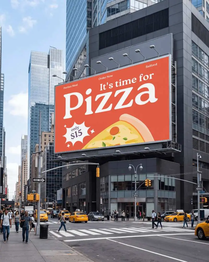 Urban Street Crosswalk Billboard Advertising Mockup Cityscape Building Background
