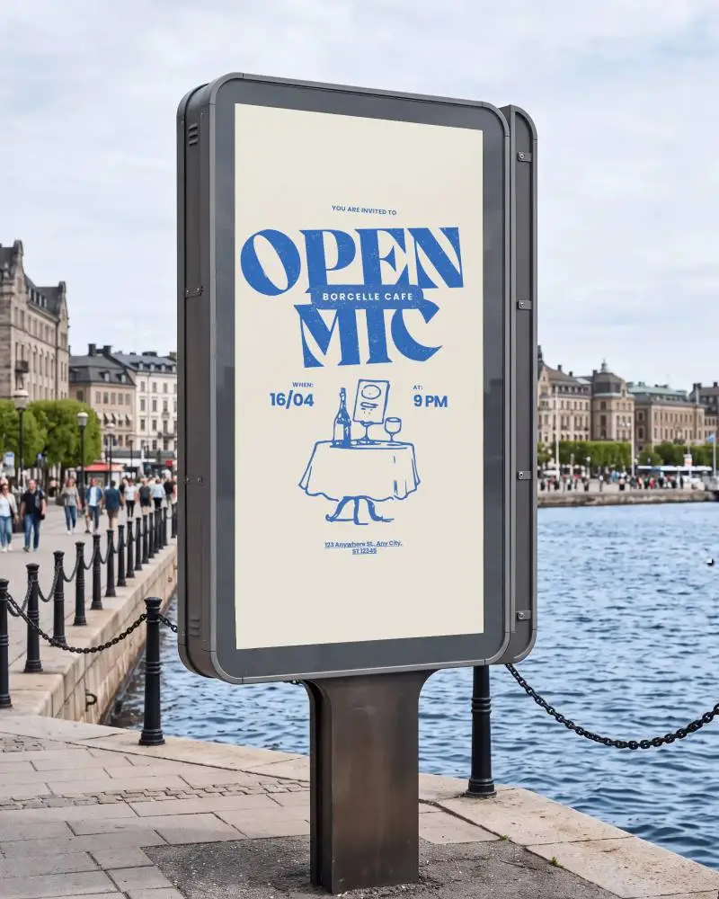 Modern Waterfront Billboard Mockup For Urban Advertising And Marketing Campaigns