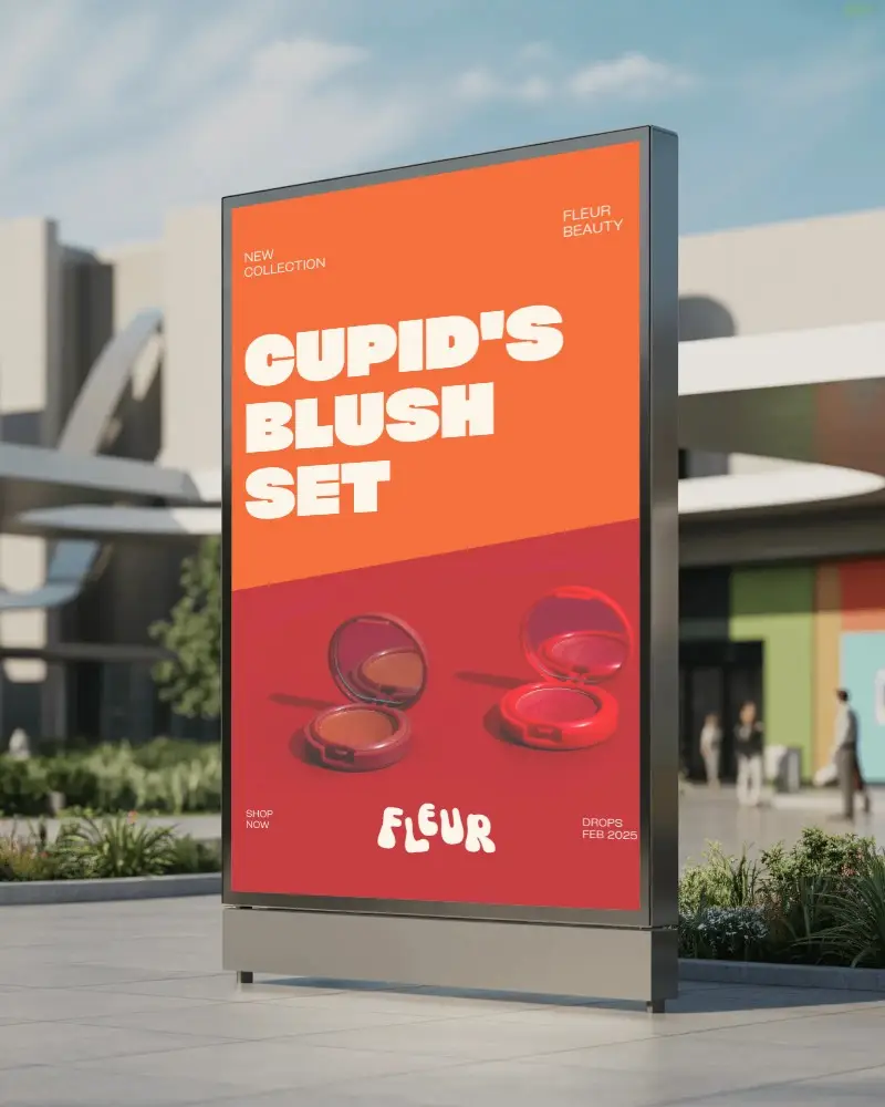 Outdoor Vertical Billboard Mockup With Urban Background For Promotional Advertising