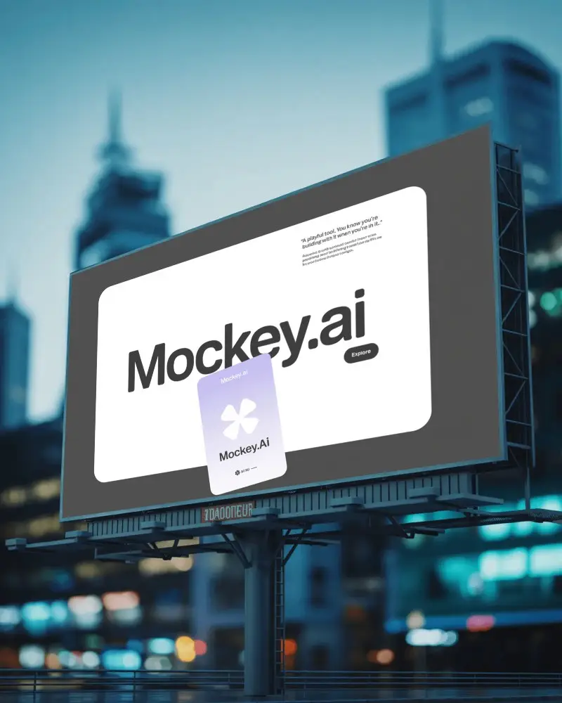 Urban Billboard Display Blank For Advertising Campaigns In Crowded Cityscape Evening