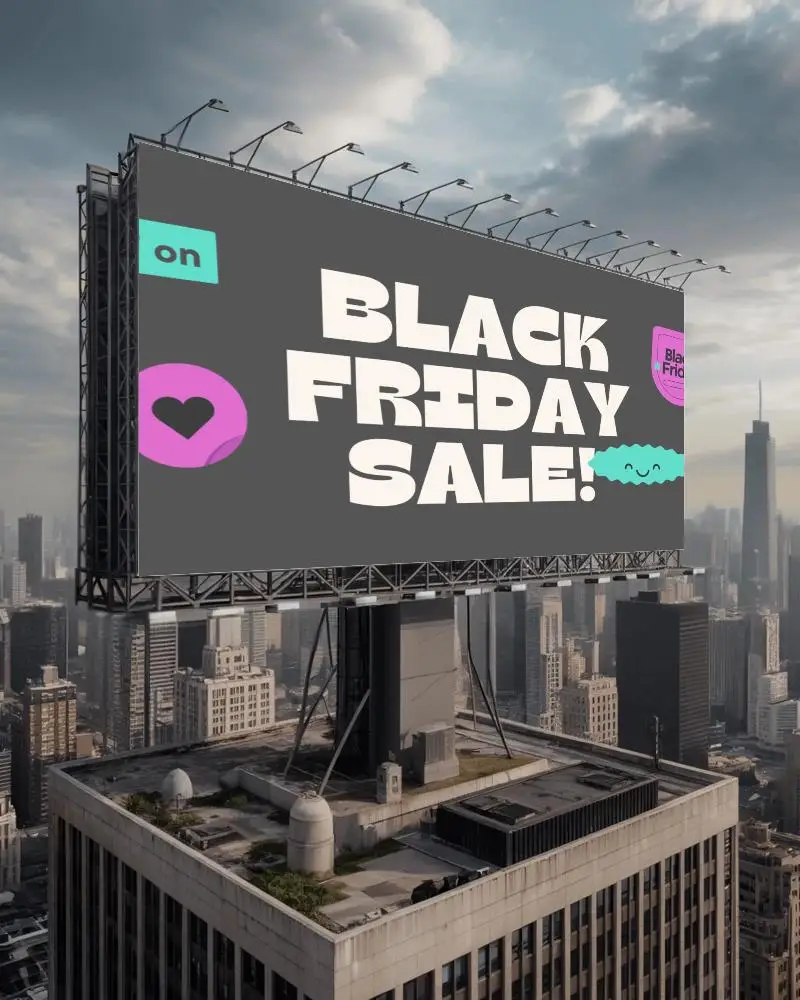 Large Rooftop Billboard Mockup For Urban Advertising And Marketing Campaign Presentations