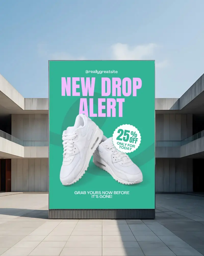 Modern Outdoor Billboard Mockup For Advertising In Urban Public Spaces With Clear Sky
