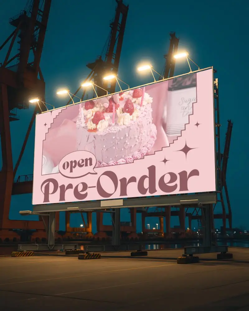 Illuminated Outdoor Billboard Mockup For Nighttime Advertising And Brand Promotion Display