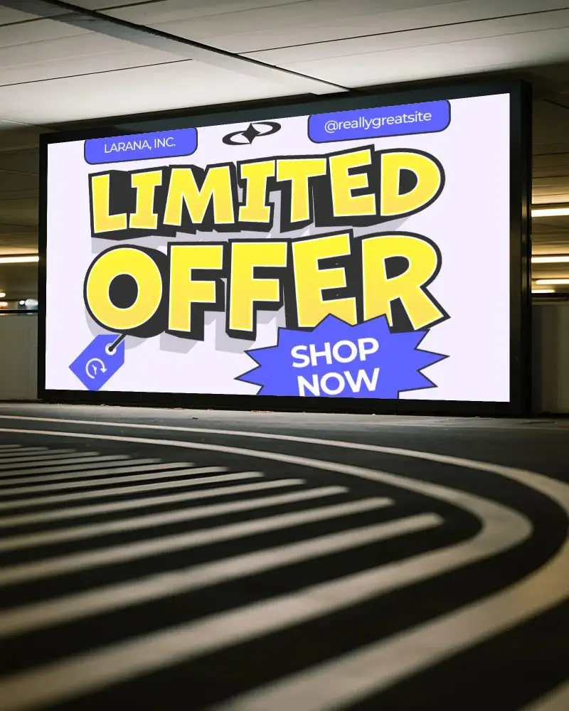 Large Blank Billboard Mockup In Underground Parking Lot For Advertising