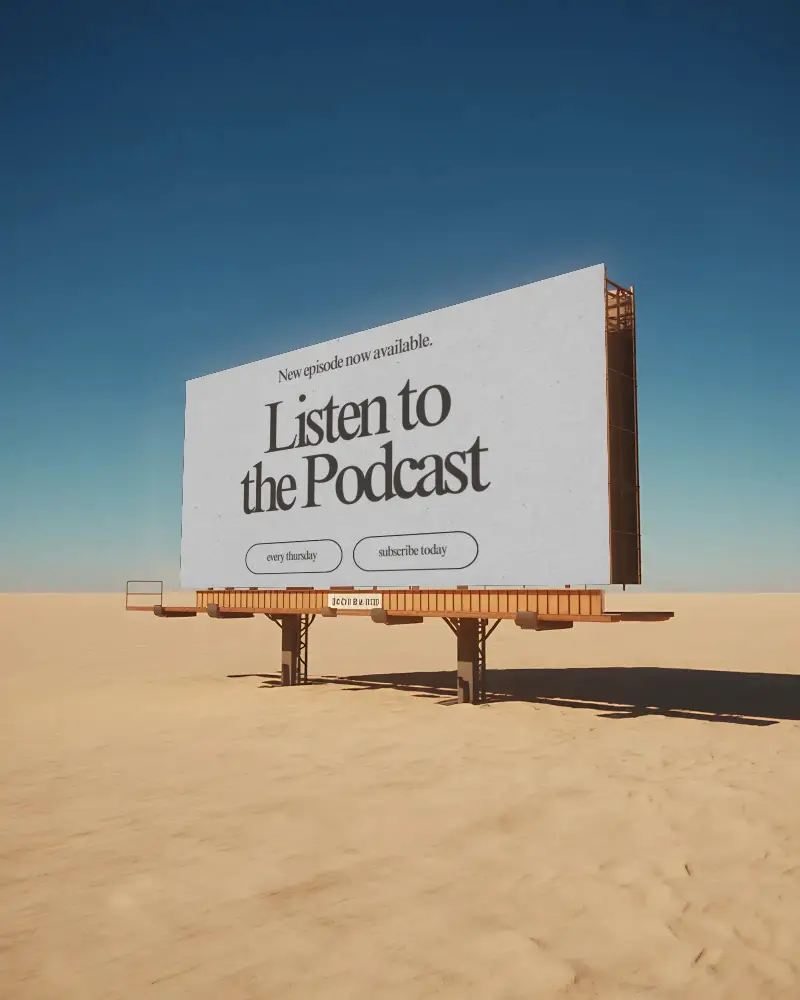 Outdoor Billboard Mockup On Arid Desert Background Perfect For Marketing And Ad Graphics