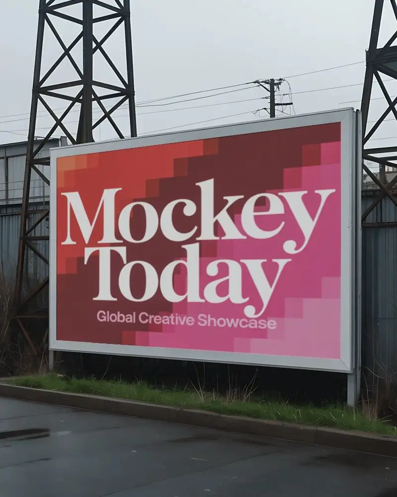 Large Empty Billboard Mockup Outdoor Display Advertisement Space Urban Industrial Background