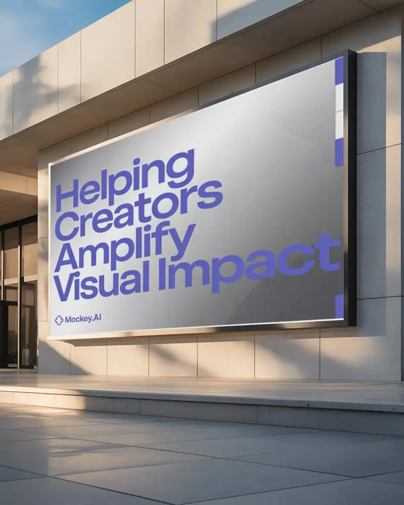 Modern Commercial Building Outdoor Blank Horizontal Billboard Advertising Mockup