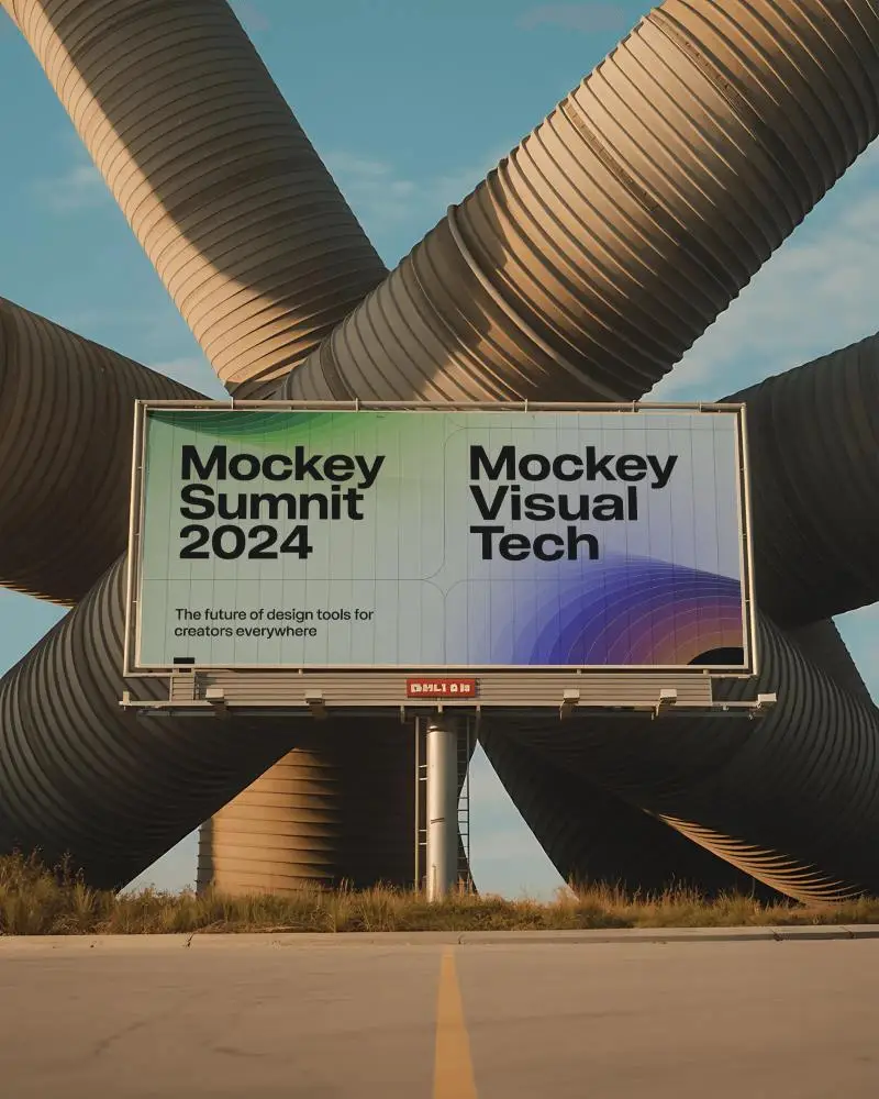 Modern Industrial Billboard Mockup Outdoor Advertisement Display Empty Space Design