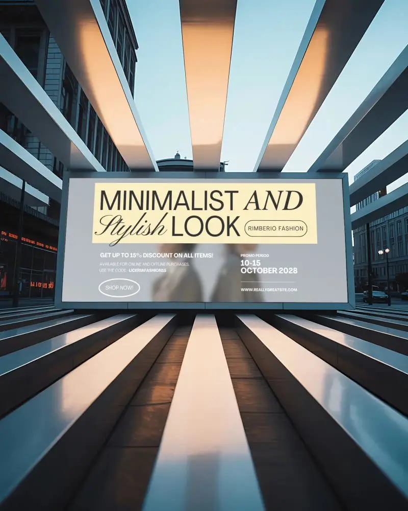 Urban Commercial Billboard Mockup Display In Modern Architectural Setting With Perspective Lines