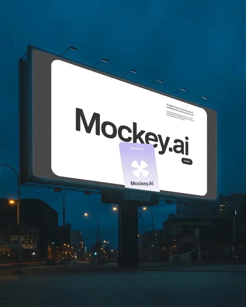 Large Empty Billboard Mockup Urban Nightscape Ideal For Advertisement Background Promo Display