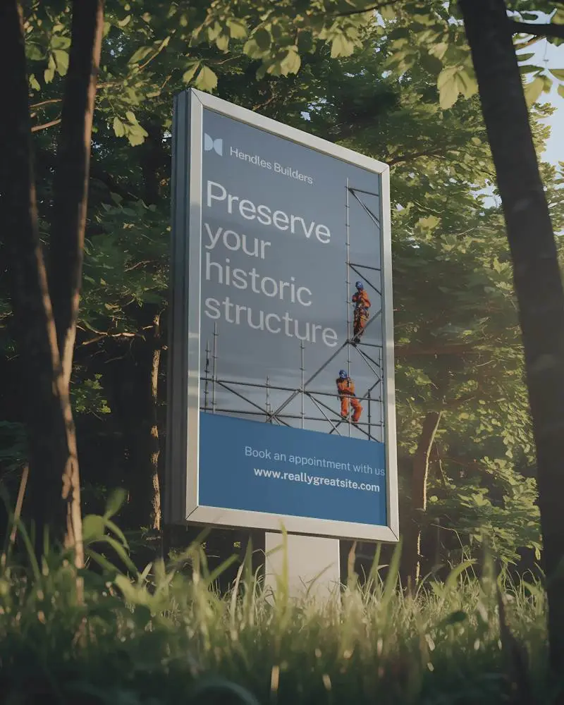 Outdoor Advertising Billboard Mockup In Forest Nature Scenery Promote Environmental Awareness