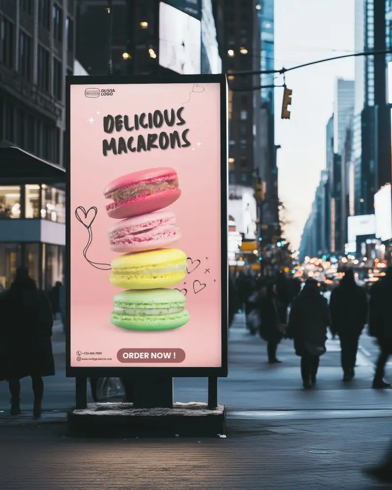 City Billboard Mockup Your Ad Here On A Bright Standing Billboard With Pedestrian Traffic