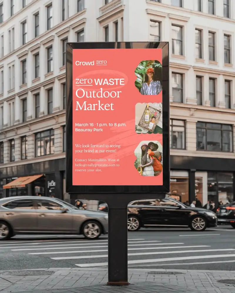 Downtown Street Advertising Billboard Mockup With Clean Display Panel Ad Space