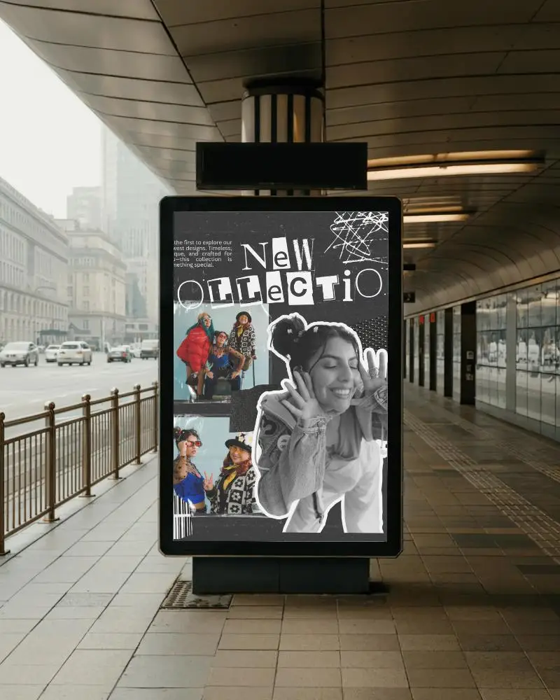 Urban Arcade Sidewalk Billboard Mockup With Clean Vertical Lightbox Display Ad Panel