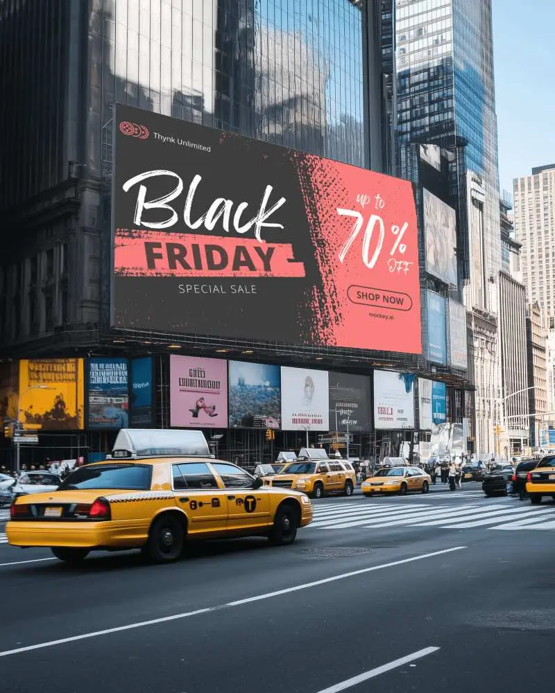 Downtown Traffic Billboard Mockup Your Ad Here On A Billboard With A Dynamic City Scene