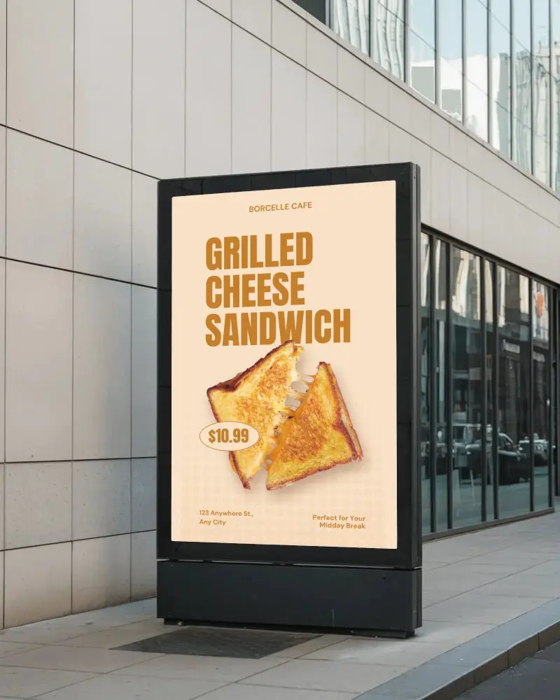 Corporate Building Sidewalk Billboard Mockup With Clean Vertical Display Ad Panel