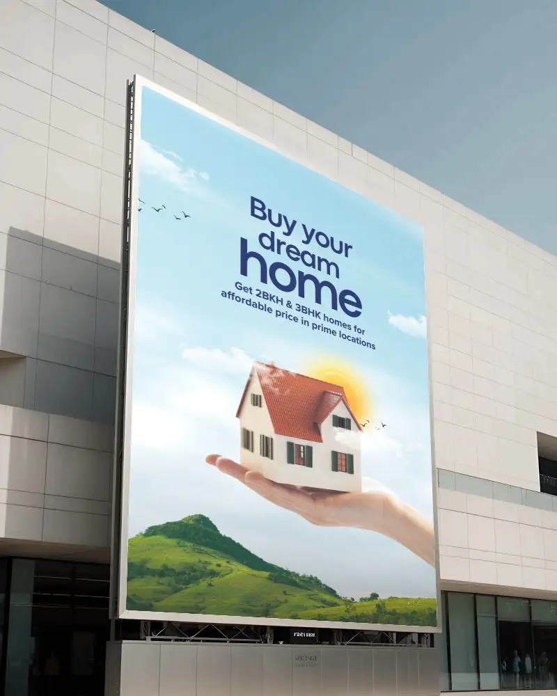 Clean Urban Advertising Billboard Mockup Mounted On Contemporary Architecture