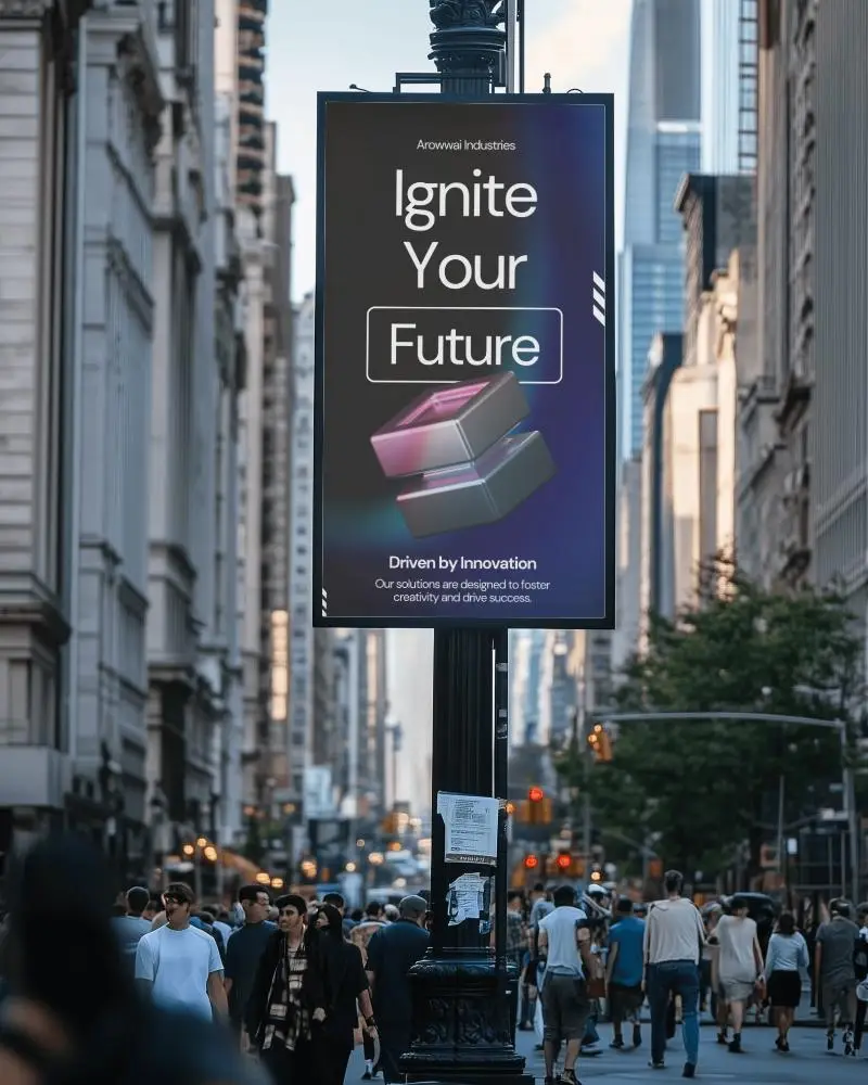 Crowded City Street Billboard Mockup Your Ad Here Visible To Walking Commuters