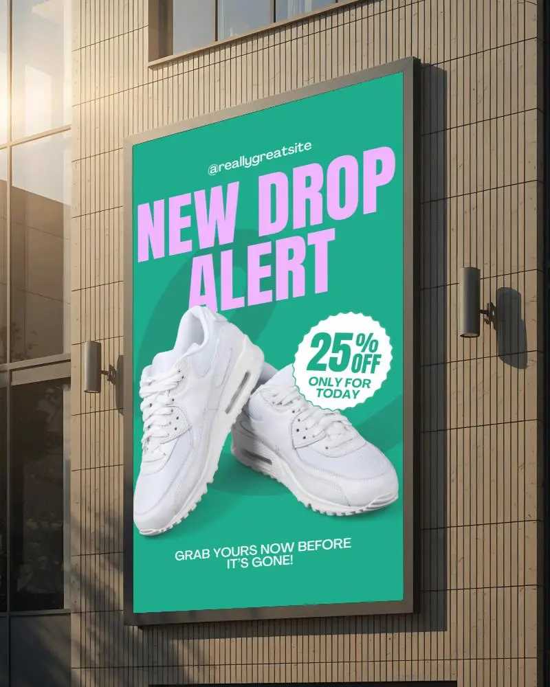 Architectural Facade Modern Building Wall Billboard Mockup With Large Vertical Ad Display