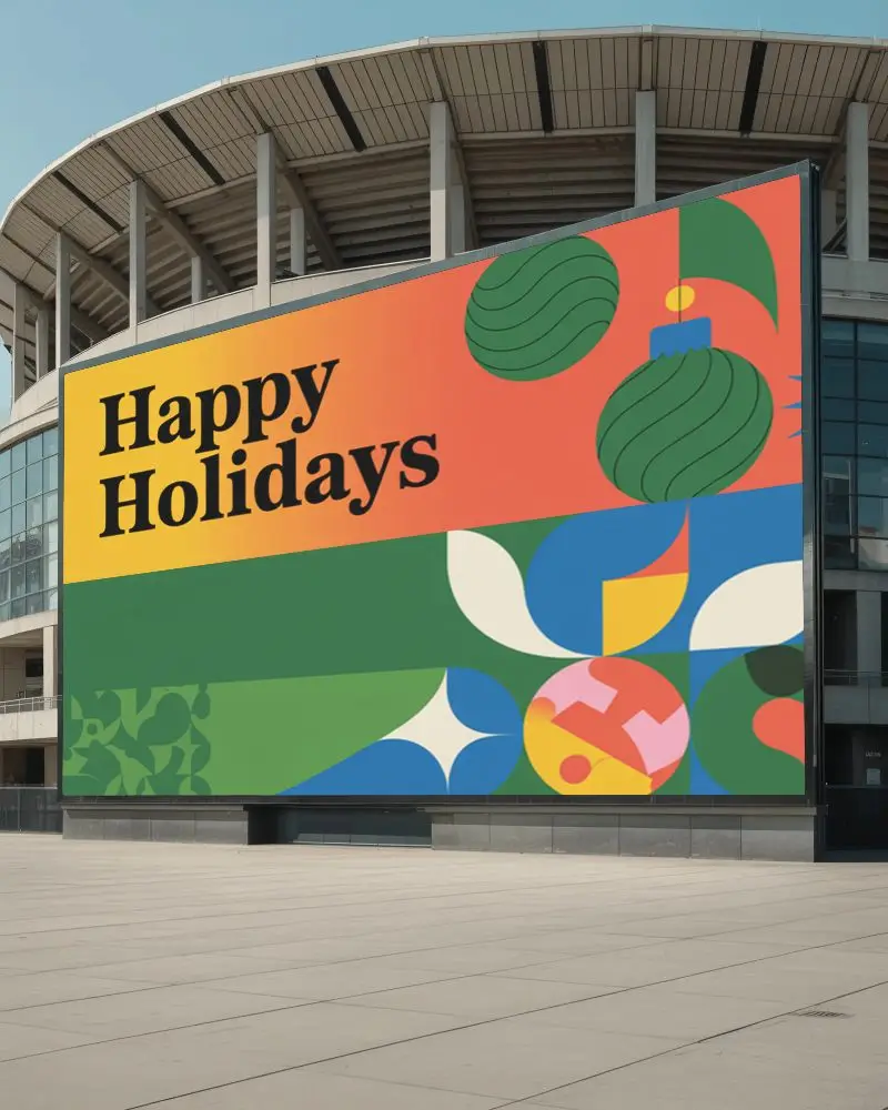 Sports Arena Stadium Exterior Billboard Mockup With Large Horizontal Ad Display