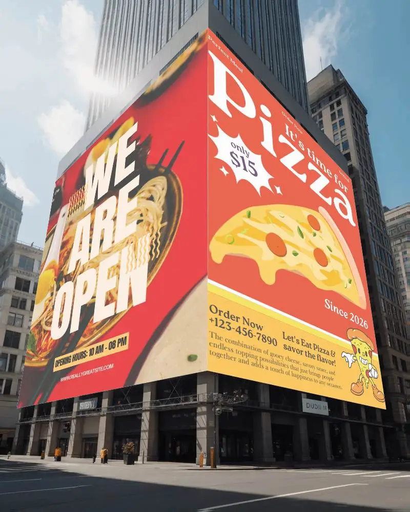 City Center Building Corner Billboard Mockup For Outdoor Advertising Promotion