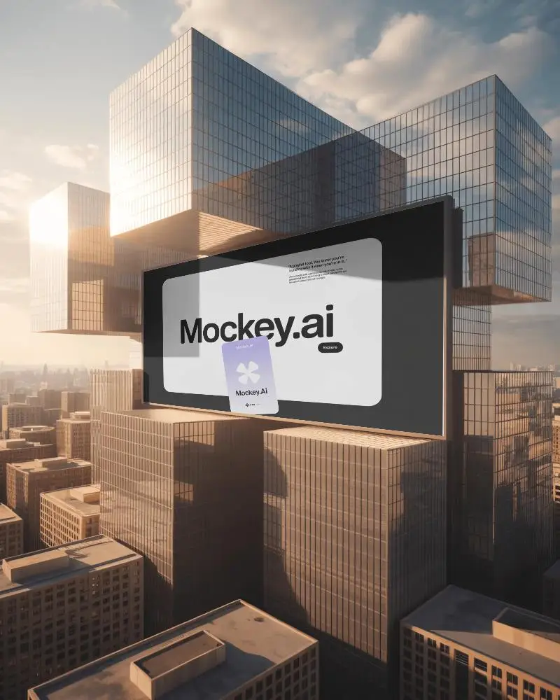 Urban Skyscraper Billboard Mockup Dynamic Cityscape Highrise Advertising Space