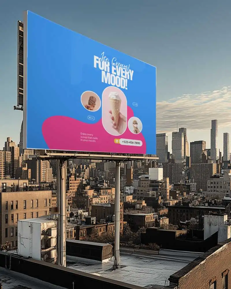 Rooftop Billboard Display Mockup Metropolitan View Maximum Exposure Advertising Slot