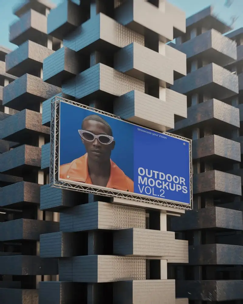 Urban Billboard Mockup With Blank Advertisement Space In Modern Cityscape Background