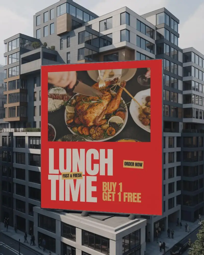 Urban Lifestyle Billboard Mockup Modern Building Cityscape Advertisement Template Design