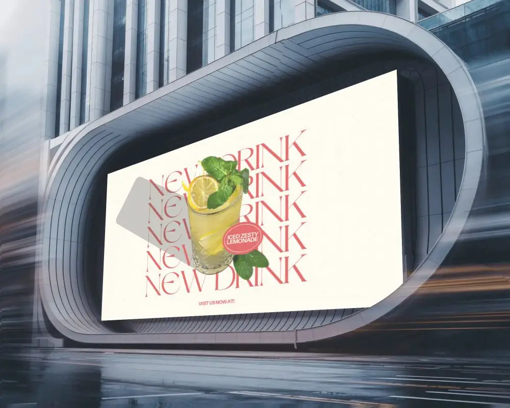 Modern Urban Billboard Mockup On Highrise Building For Creative Advertisement Showcase