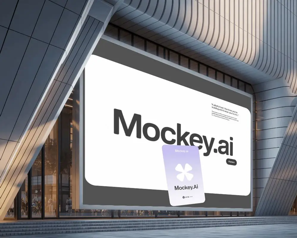 Futuristic Urban Billboard Mockup For Outdoor Advertising On Architectural Detail Background