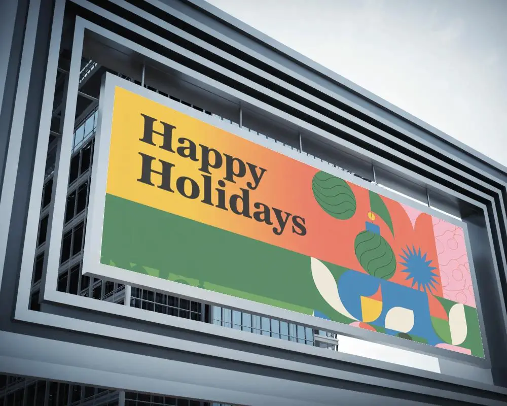 Modern Urban Billboard Mockup For Advertising Campaigns On Commercial Building Exterior