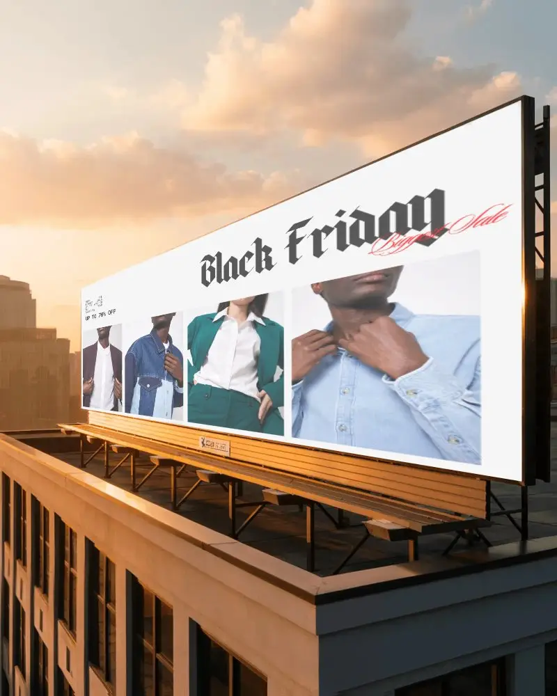 Rooftop Large Billboard Mockup For Urban Advertising And Marketing Campaigns