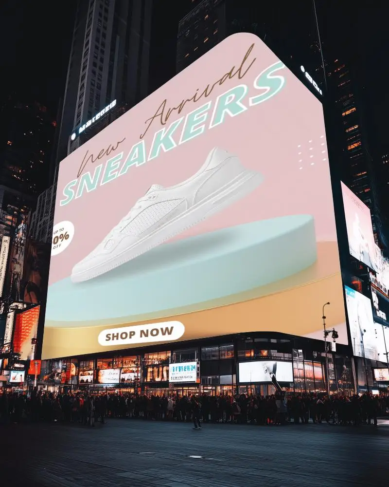 Illuminated Billboard Mockup Nighttime Urban Scene Ideal Ad Space
