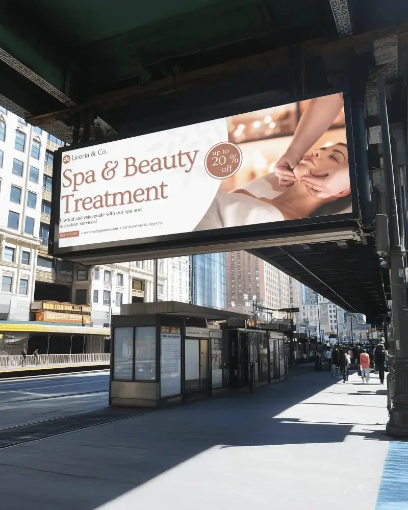 Subway Station Billboard Template Mockup Busy Sidewalk Maximum Exposure