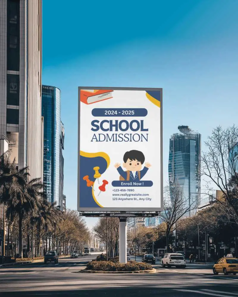 Palm Framed Downtown Double Post Billboard Mockup