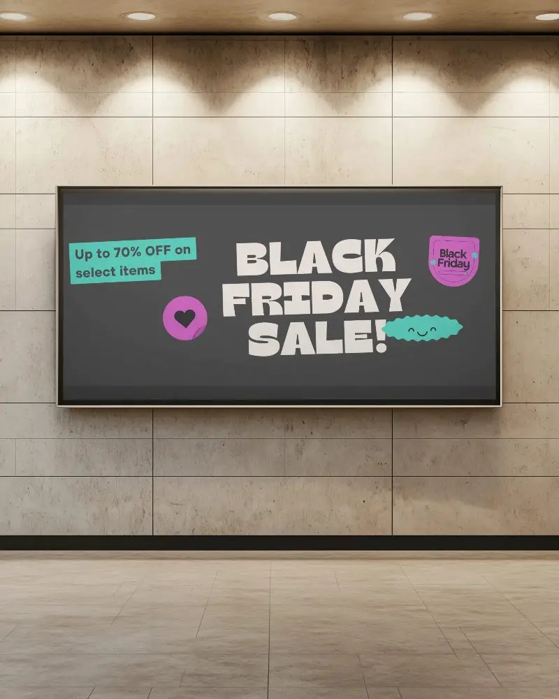 Tree Lined Square Billboard Mockup With Modern Red Frame Surrounded By Bushes Perfect For Community Events And Notices