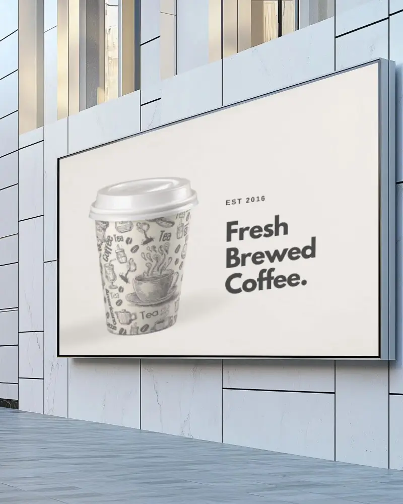 Bus Shelter Billboard Mockup Against Urban Concrete Wall With Red City Bus Ideal For Local Services And Commuter Campaigns