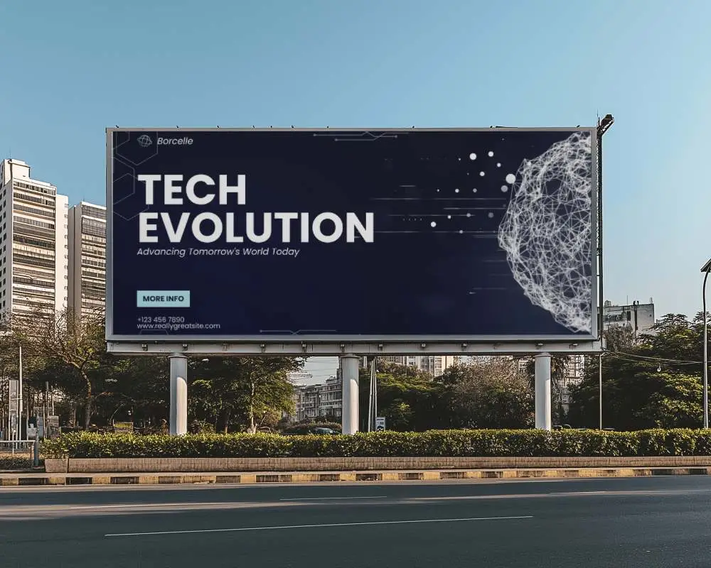 Roadside Billboard Mockup With Urban Background