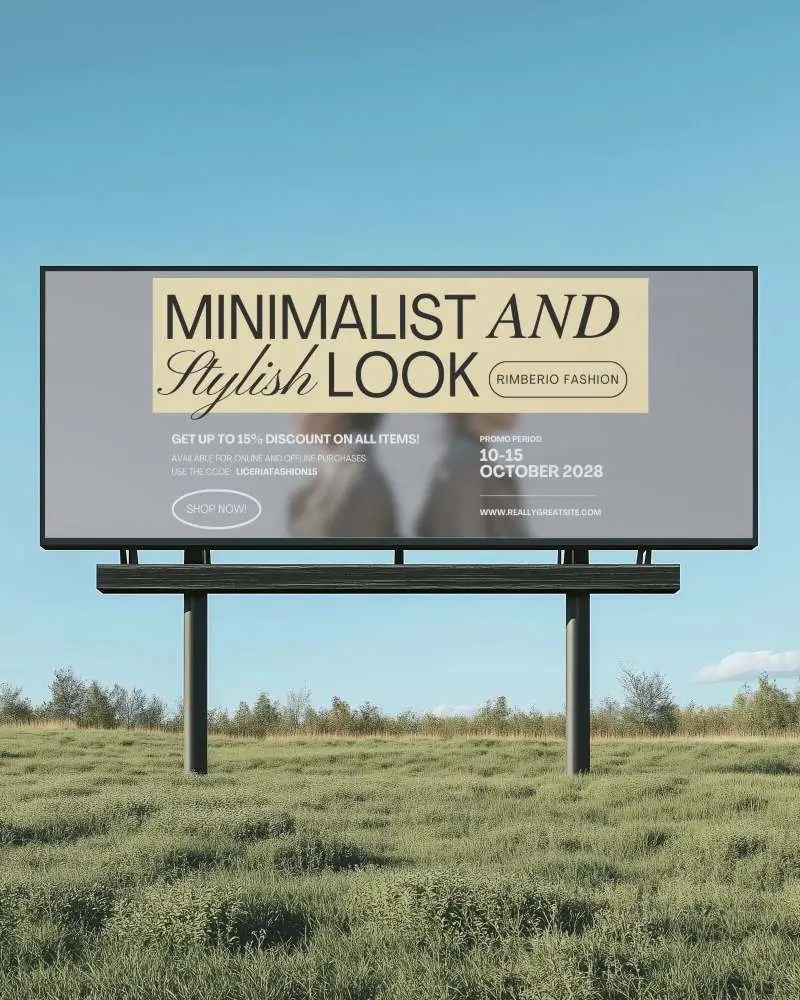 Sunlit Open Field Billboard Mockup With Clear Sky And Rural Backdrop For Branding Display