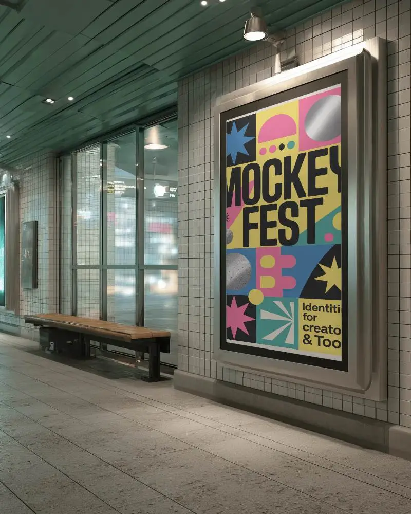 Urban Transit Station Billboard Mockup For Advertising Campaigns And Marketing Strategies 0371