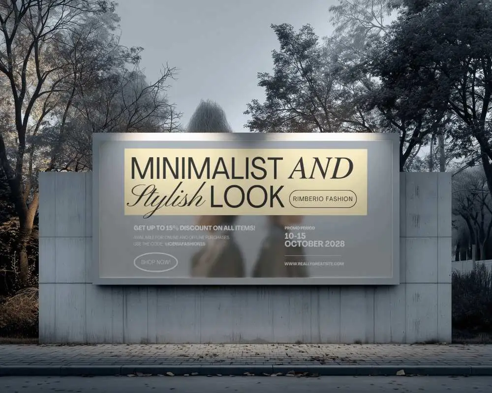 Urban Street Side Billboard Mockup With Night Lighting For Advertisement Display 0373