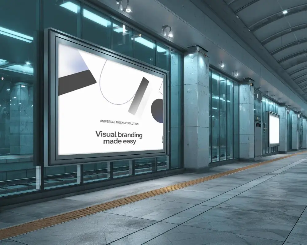 Modern Urban Billboard Mockup In Metro Station Display Advertisement Template 0374