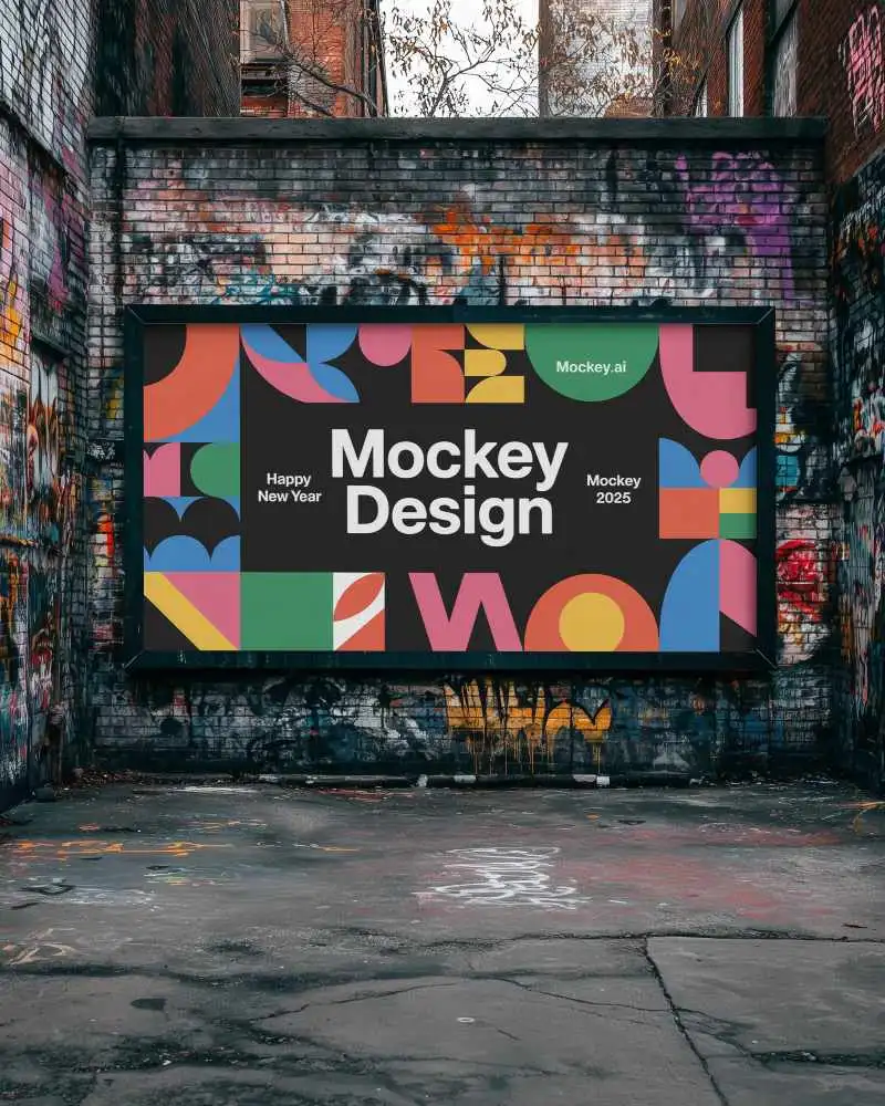 Graffiti Alley Horizontal Billboard Mockup Urban Street Art Style Roadside Display