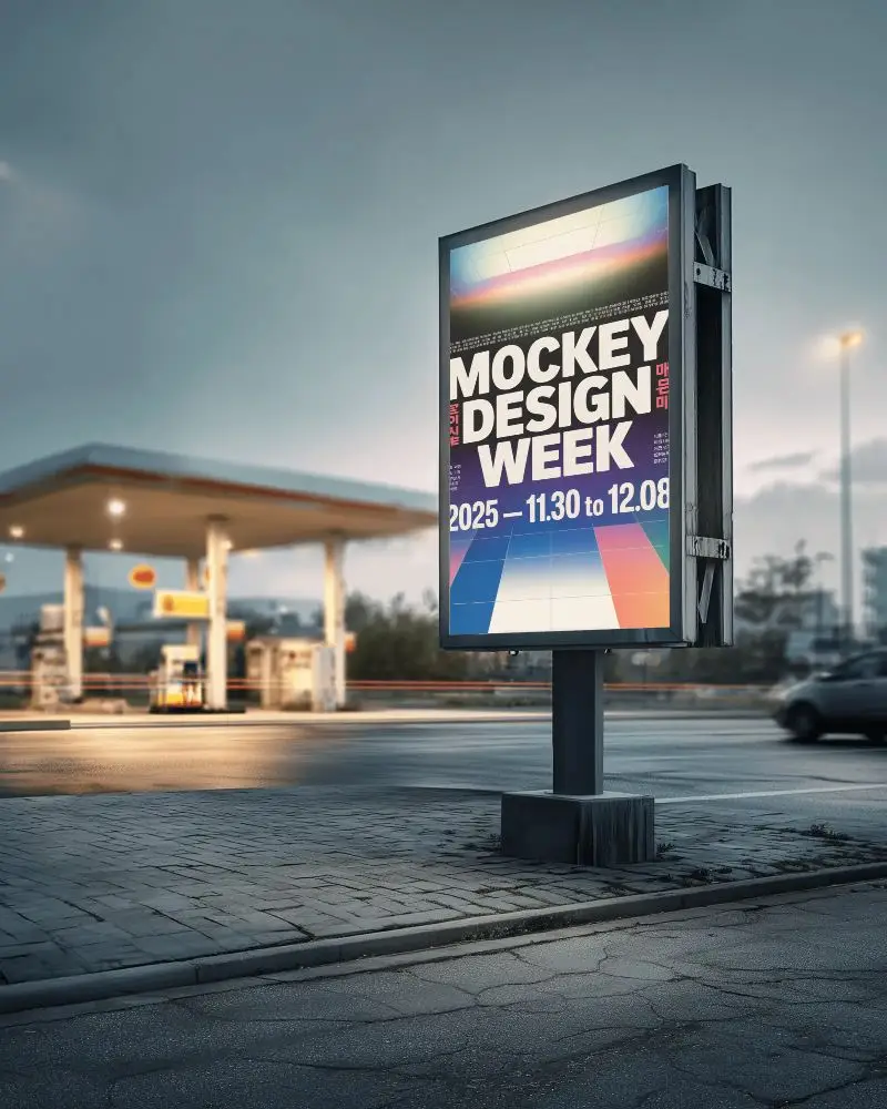 vertical-billboard-mockup-fuel-station-roadside-view-with-dusk-lighting-and-modern-frame
