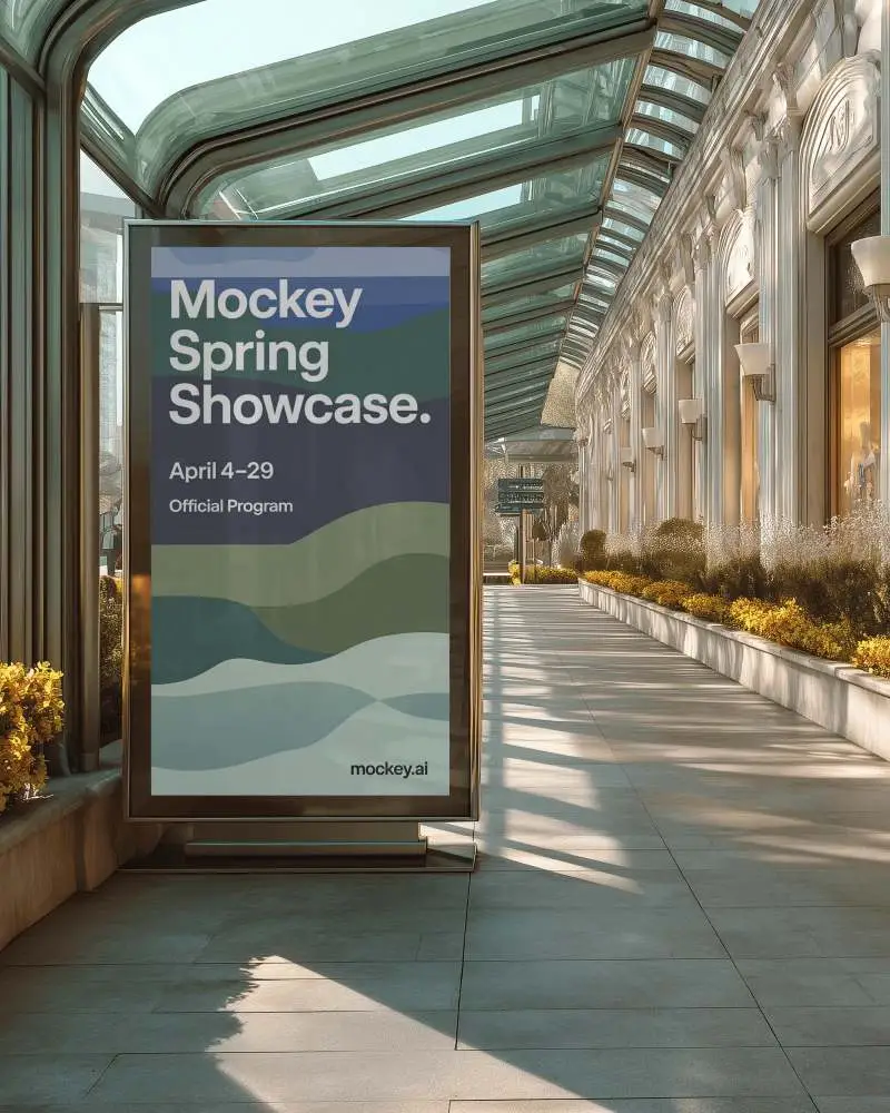 luxury-glass-roof-billboard-mockup-retail-arcade-scene-with-golden-hour-light