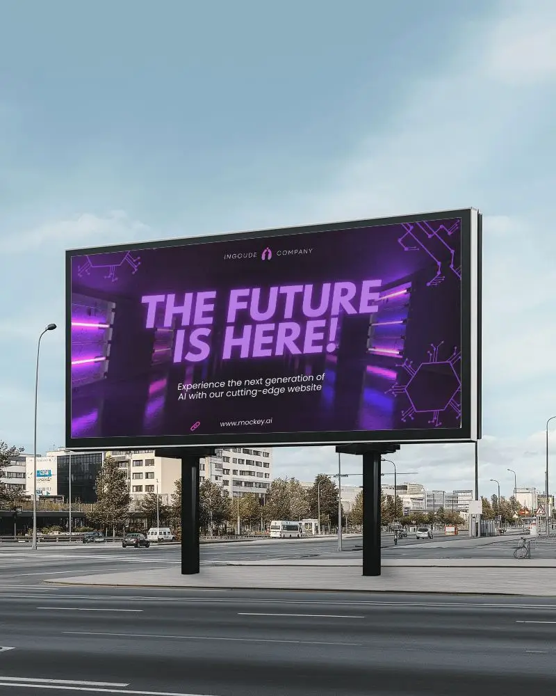 Sun Drenched Highway Adjacent Double Post Billboard Mockup